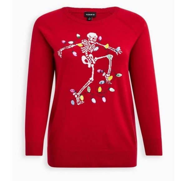 Torrid Dancing Skeleton Pullover Crew Sweater - Picture 1 of 6